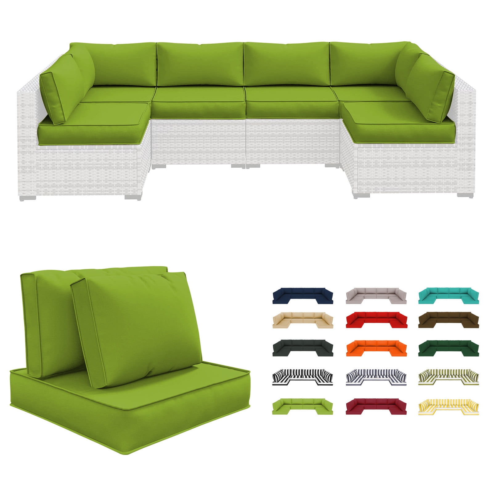 HONEY HOME 14 Piece Patio sectional cushions relacement set, 4" Outdoor ...