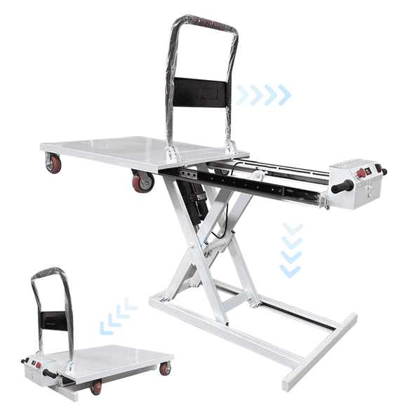 HONEY HOME 660lbs Capacity Hydraulic Lift Table Cart, 31.49" Lifting Height Electric Scissor Lift Table, Portable Electric Hydraulic Lifting Flatbed Handcart for Material Handling