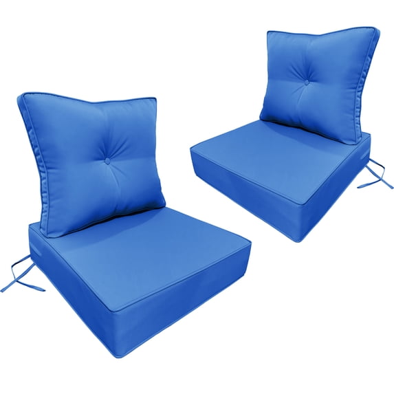 HONEY HOME 6in Deep Seat Patio Cushions, 24x24in Outdoor Cushion, Waterproof & Fade Resistant Patio Furniture Cushions, Removable Cover & Tie Straps for Chair Sofa Loveseat