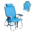 thumbnail image 1 of HONEY HOME Backpack Beach Chair, 5 Level Adjustable Positions Beach Chair with Back Storage Bag, Cooler Pouch and Side Bags for Beach Poolside Lawn (blue）, 1 of 7