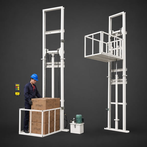 HONEY HOME Electric Lift Platform, 2200lbs Hydraulic Cargo Elevator, Rail Hoist Freight Lift with Remote Control for Home, Warehouse & Factory