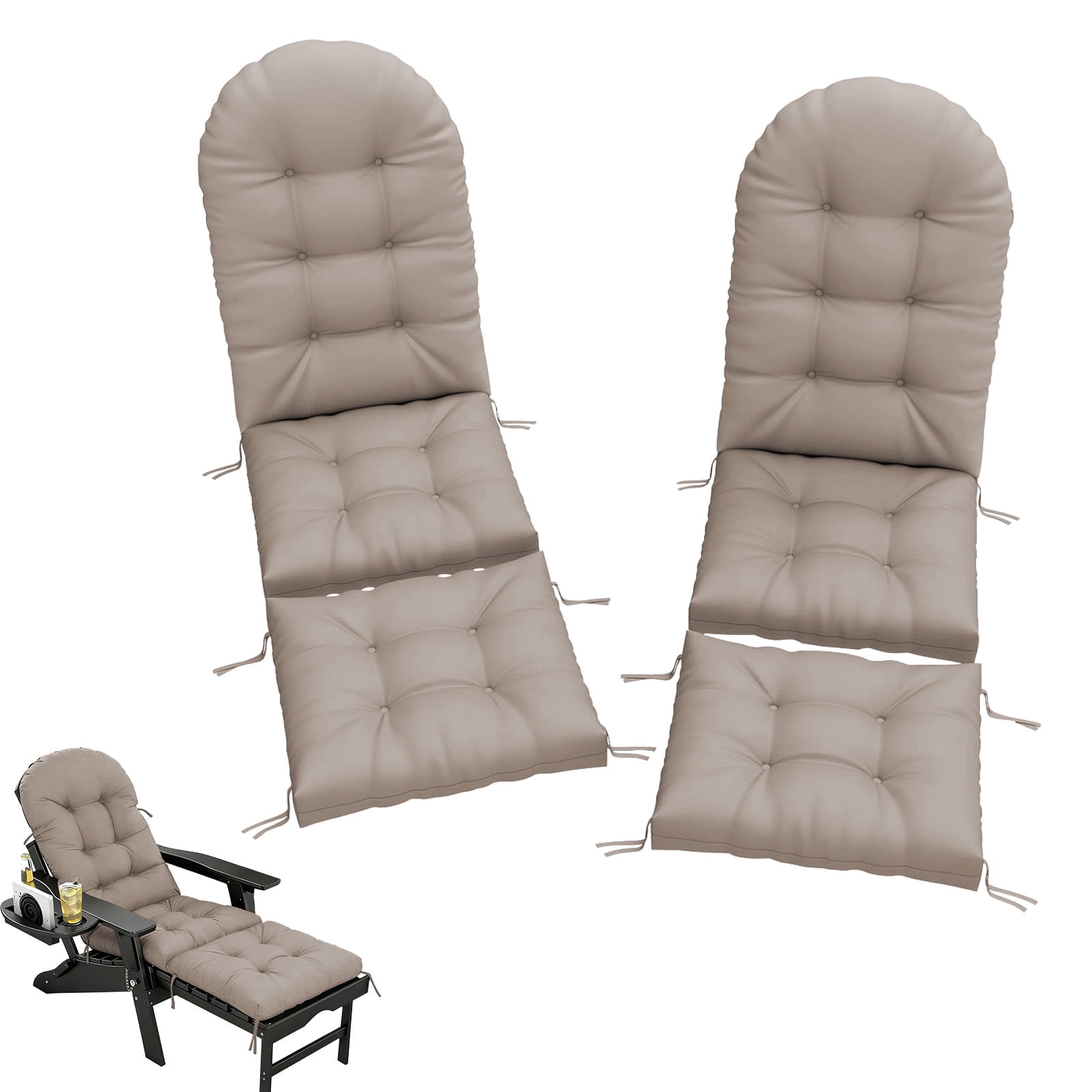HONEY HOME Outdoor Adirondack Chair Cushions, 44x19x4 inch Waterproof Rocking Chair Cushion and 17x19 Ottoman Cushion for Patio, Garden