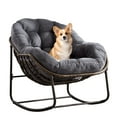 thumbnail image 1 of HONEY HOME Outdoor Papasan Rocking Chair, Oversized Indoor Rocking Chair with Cushion, Rattan Wicker Egg Chairs with Steel Frame, Porch Rocker Chairs Furniture for Garden Lawn Bedroom Living Room, 1 of 7