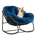 thumbnail image 1 of HONEY HOME Outdoor Papasan Rocking Chair, Oversized Indoor Rocking Chair with Cushion, Rattan Wicker Egg Chairs with Steel Frame, Porch Rocker Chairs Furniture for Garden Lawn Bedroom Living Room, 1 of 7