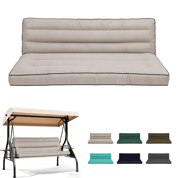 HONEY HOME Outdoor Swing Cushion with Tie and Memory Foam, 2/3 Seater Replacement Glider Cushion for Porch Bench