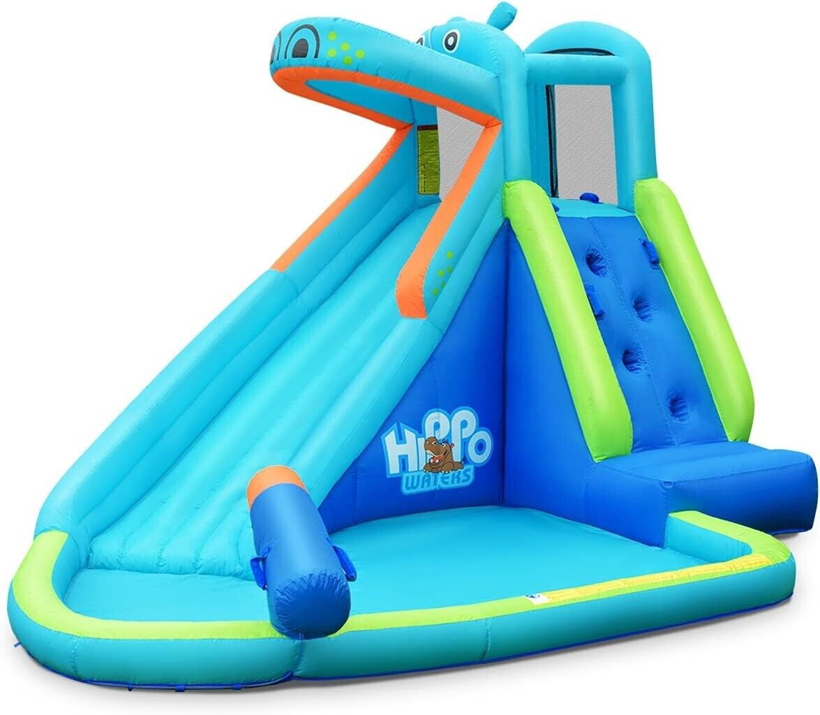 Open Box HONEY JOY Outdoor Inflatable Water Slide, Hippo Theme Blow Up ...