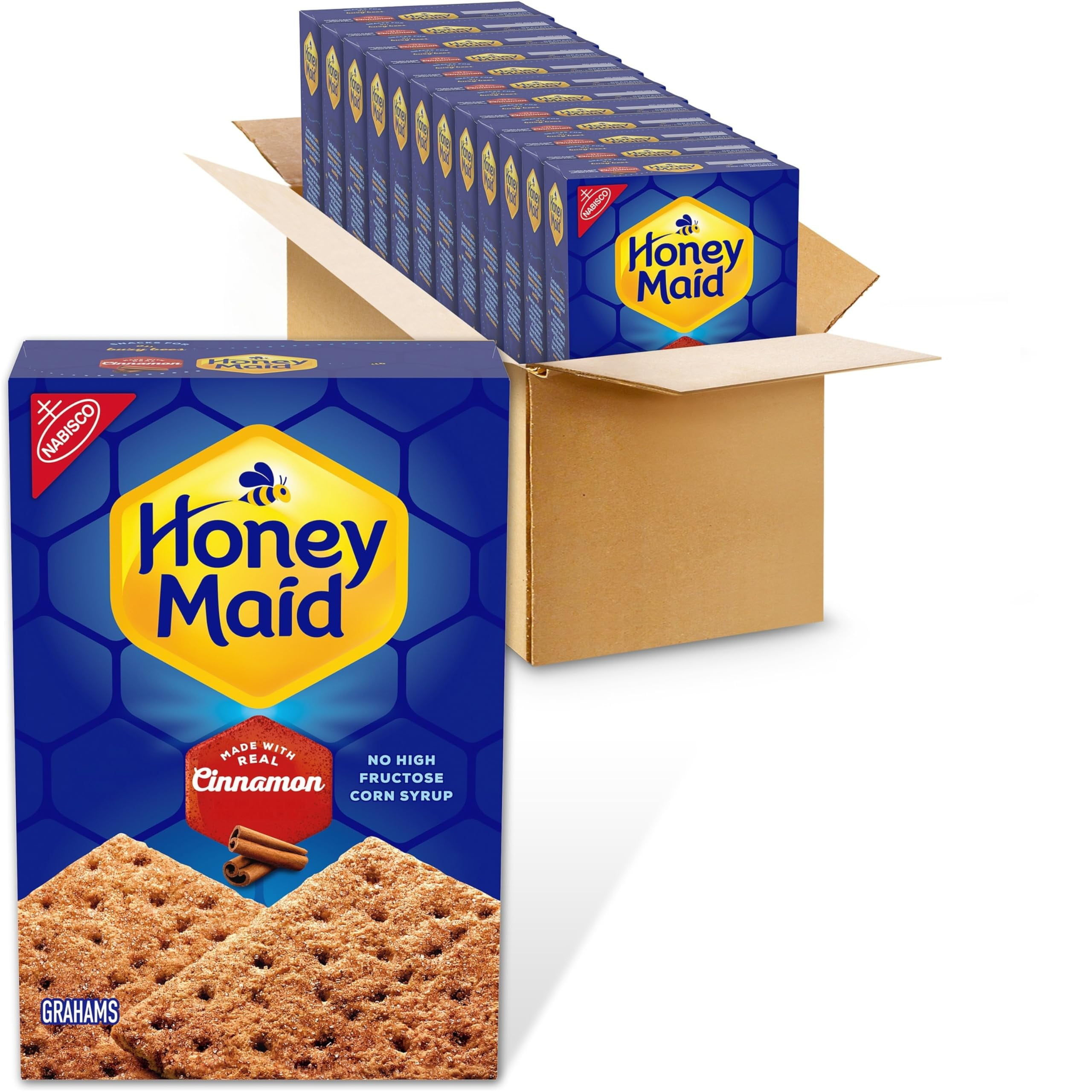 HONEY MAID Cinnamon Graham HMF23 Crackers, Lunch Snacks, Bulk Snacks, 12 - 14.4 oz Boxes