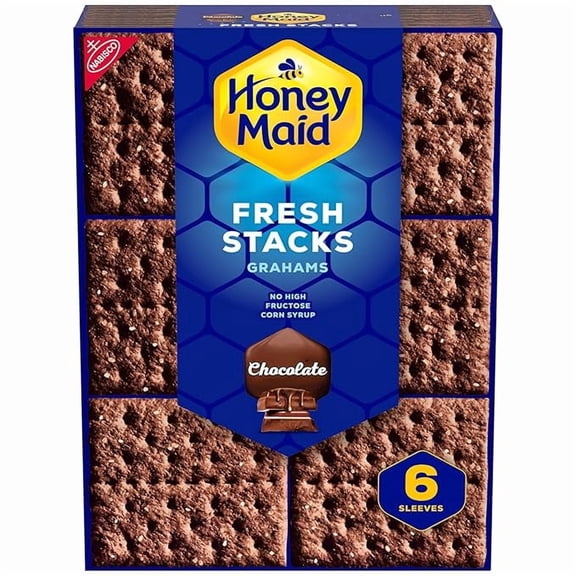 HONEY MAID Fresh Stacks Chocolate Graham Crackers, Travel Snacks, 12.2 oz (6 Multi Snack Packs)