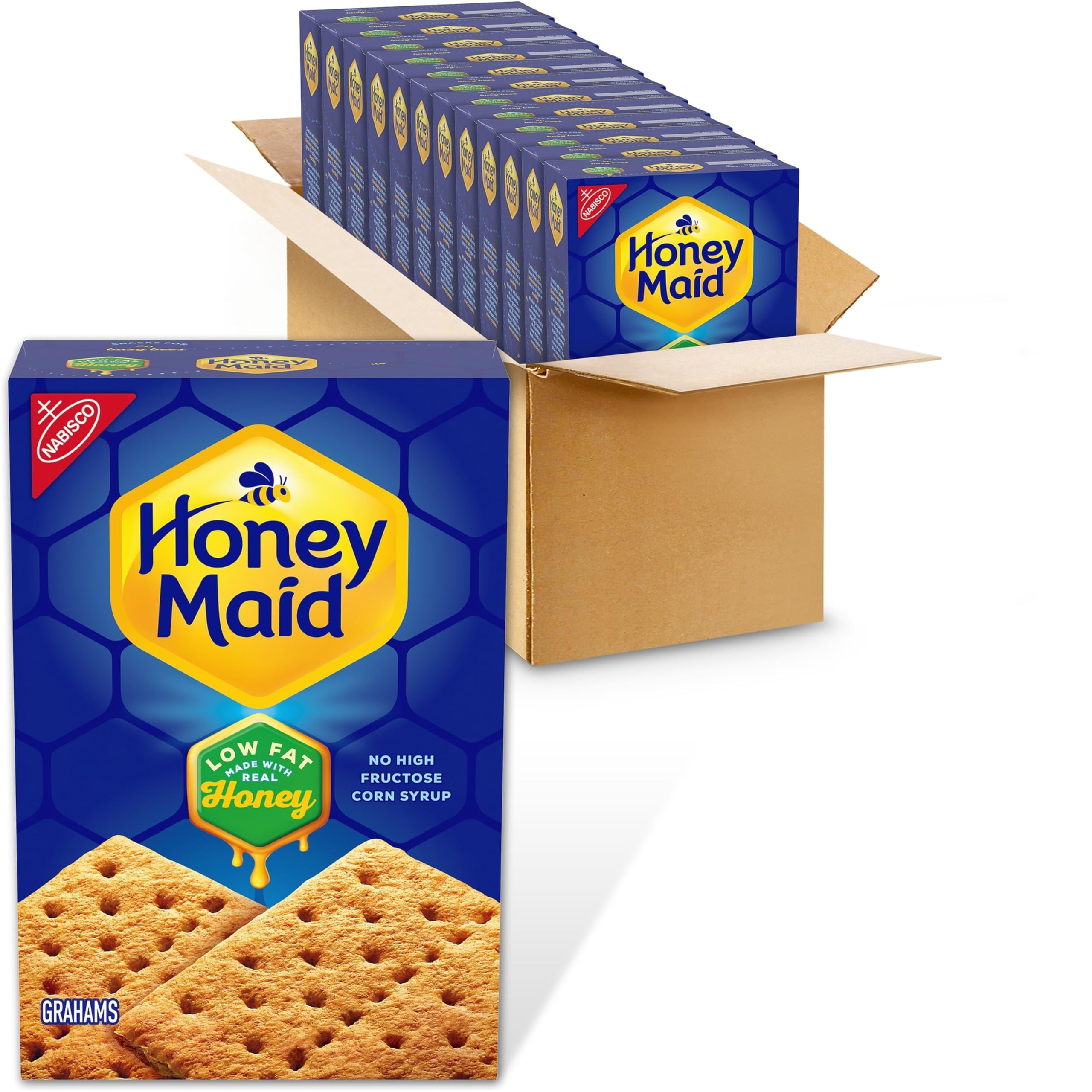 HONEY MAID LowITSCFat Graham Crackers, Lunch Snacks, Bulk Snacks, 12 - 14.4 oz Boxes