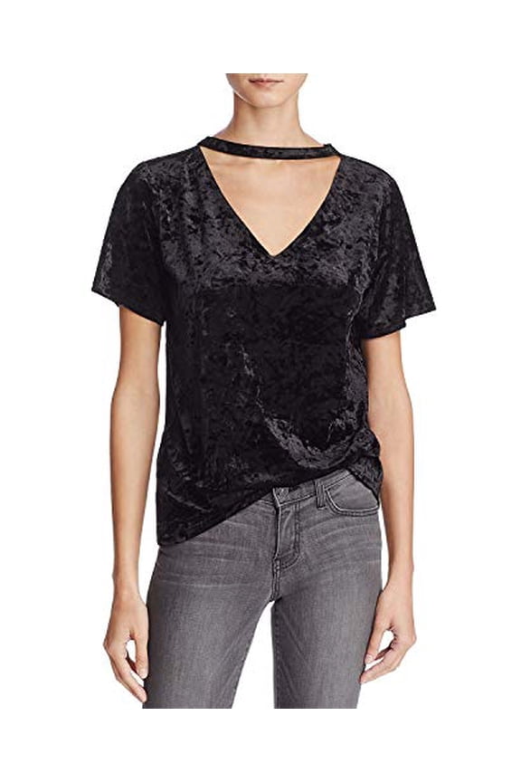 Crushed Velvet Choker Tee (Black, A OR Small)