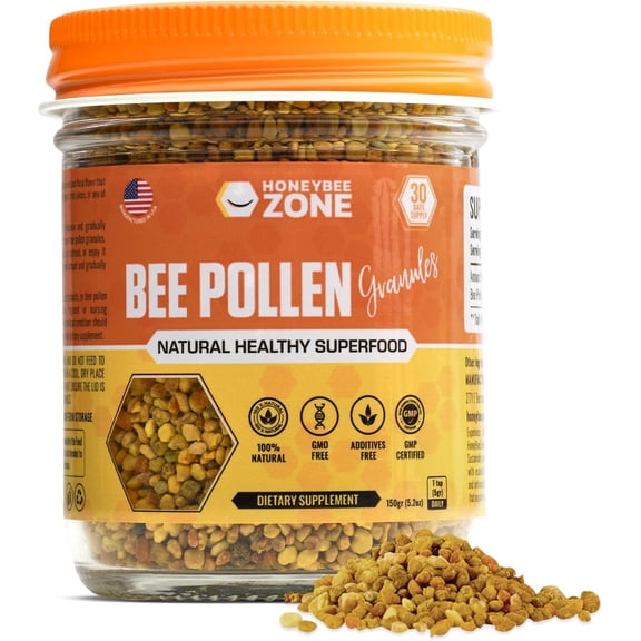 HONEYBEEZONE Raw Bee Pollen Granules 5.2 oz, Natural Superfood
