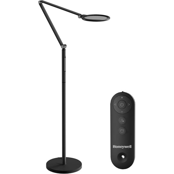 HONEYWELL LED Floor Lamp - F01BK Sunturalux™ Eye Caring Dimmable Standing Light with Remote,Bright Natural Daylight 5 Colors & 5 Brightness Adjustable Tall Lampara for Home Office Living Room Bedroom