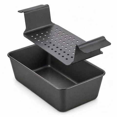 HONGBAKE 2-in-1 Meatloaf Pan with Drainer, Nonstick Meatloaf Pan with Drain Tray , 9"x 5" Meat Loaf Baking Pans, Reduce the Fat and Kick Up the Flavor, Grey