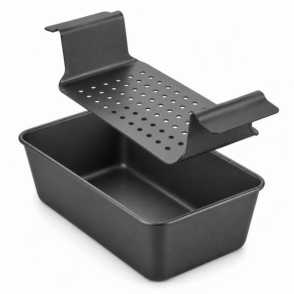 HONGBAKE 2-in-1 Meatloaf Pan with Drainer, Nonstick Loaf Pans with Strainer, 9"x 5" Meat Loaf for Baking, Reduce the Fat and Kick Up the Flavor, Grey