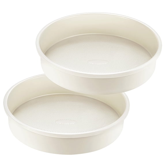 HONGBAKE 9 Inch Round Cake Pan Set of 2, Nonstick Ceramic Cake Pans for Baking, Diamond Texture Aluminized Steel Bakeware, Heavy Duty Round Cake Pans for Cheesecake & Layer Cakes (Cream)