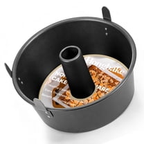 HONGBAKE Angel Food Cake Pan with Removable Bottom, 10 inch Carbon Steel Bundt Cake Pan for Baking, Non-stick Pound Tube Pans for Cakes, 16-Cup, Heavy Duty - Dark Grey