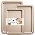 thumbnail image 1 of HONGBAKE Baking Sheet Pan, Cookie Sheet Pans for Baking, Cookie Sheets Nonstick Sets, Baking Trays for Oven, Baking Sheets for Oven with Wider Grips, Dishwasher Safe (3 Pack), Gold, 1 of 7