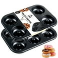 thumbnail image 1 of HONGBAKE Nonstick Donut Pans For Baked Doughnuts, 2-Pack 6 Cavity Upgraded Deepened Doughnut Pan, Heavy Duty Mini Bagel Pan for Oven - Black, 1 of 8