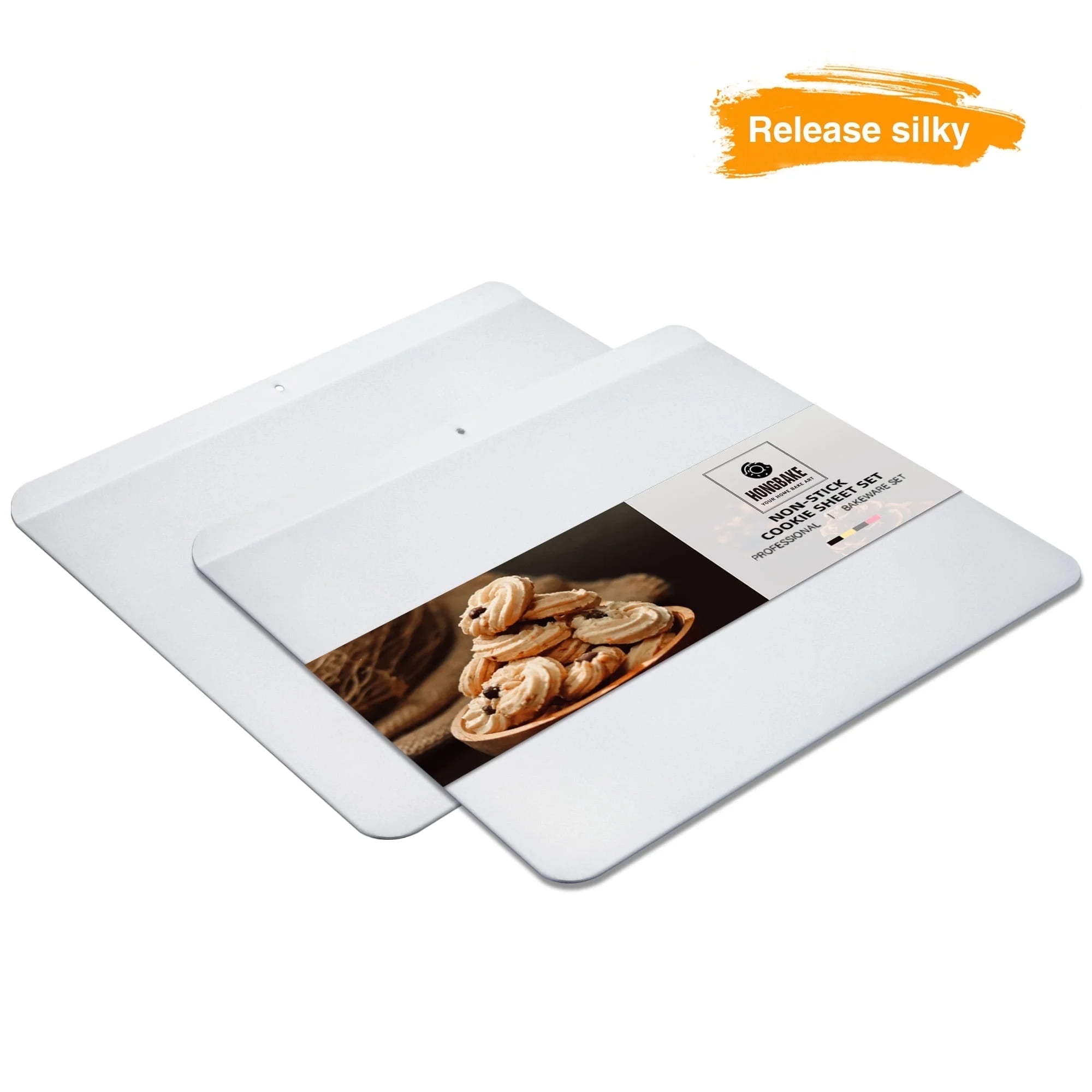 HONGBAKE 2 Pieces Flat Cookie Sheets for Baking, Large Nonstick Baking Sheets No Edges, Insulated Baking Pan, 16" X 14", Grey - Walmart.com