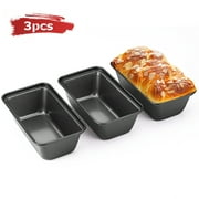 HONGBAKE Mini Loaf Pan for Baking Bread, 6 x 3.3 x 2 In Nonstick Small Bread Tins Set of 3, Tiny Carbon Steel Meatloaf Pan - Dark Grey