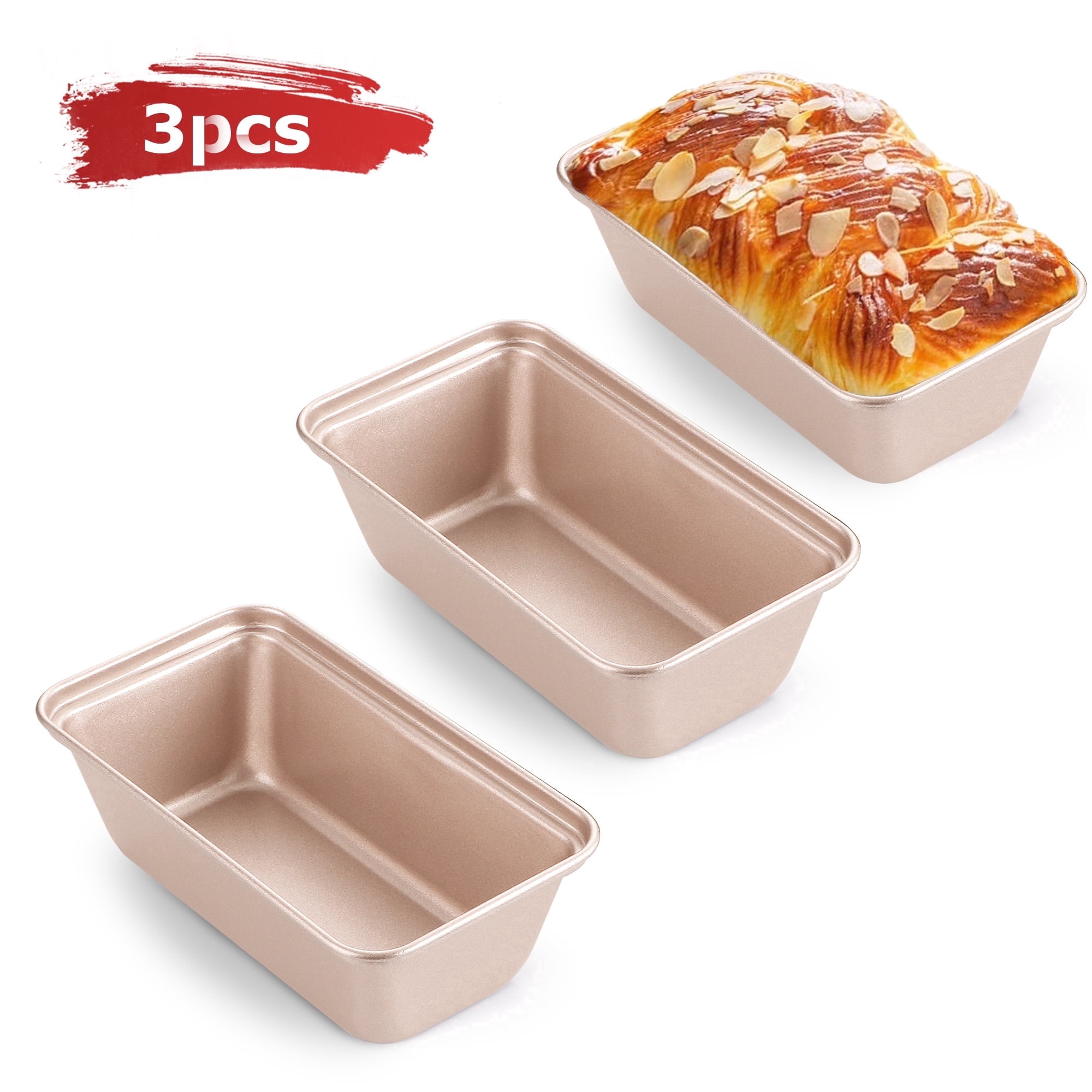 未使用 PAN/パン HIGH RISE MINI HONGBAKE Mini Loaf Pan Set of 3, Nonstick Carbon Steel Bread Tins