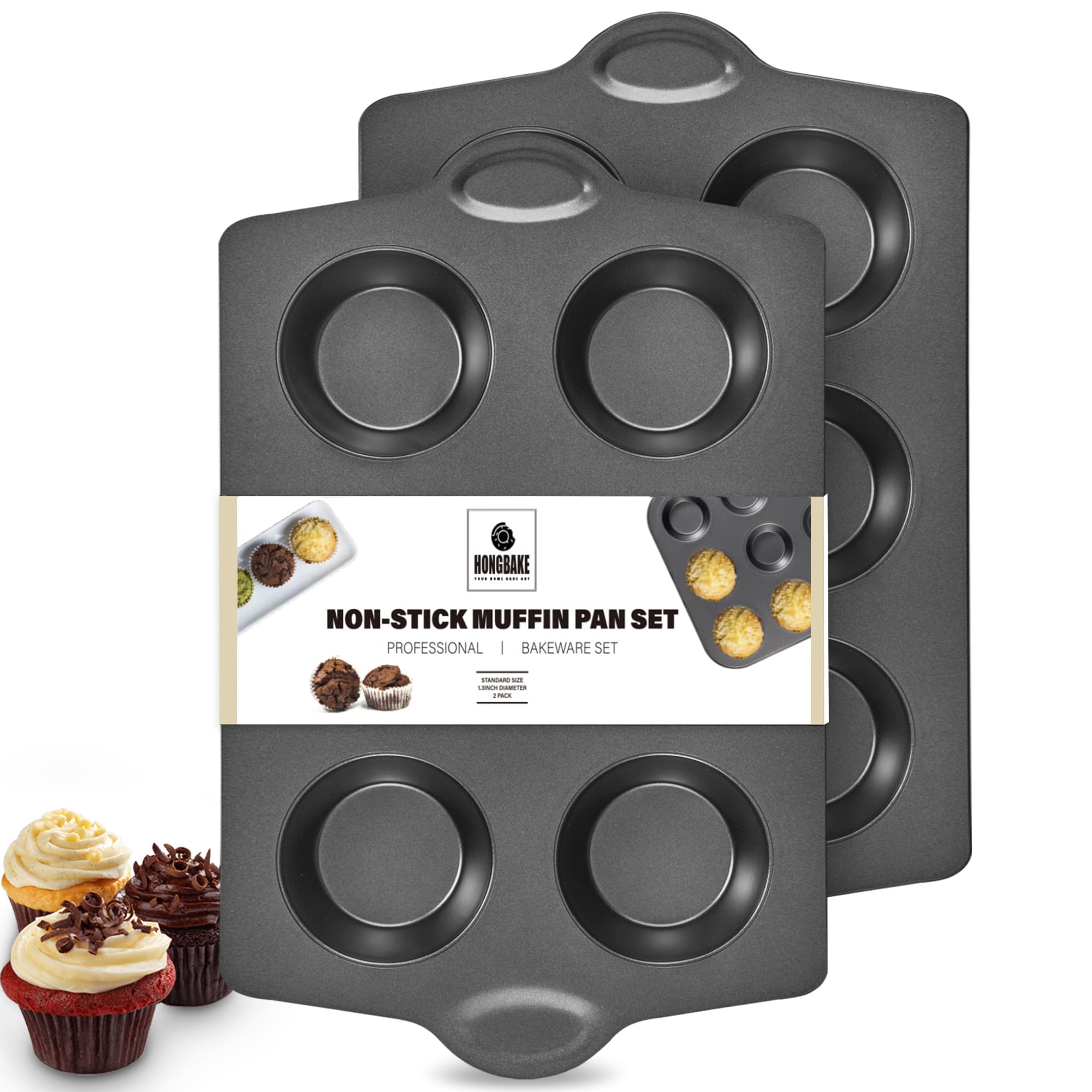 Muffin Tin Large Cupcake Tray HONGBAKE Nonstick Jumbo Muffin Pan