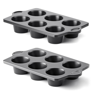HONGBAKE Nonstick Jumbo Muffin Pan, 2 Pack Large Cupcake Tin for Baking, Cup Cake Tray, 3.5dia, 6 Cup, Premium, Extra Thick, Dishwasher Safe