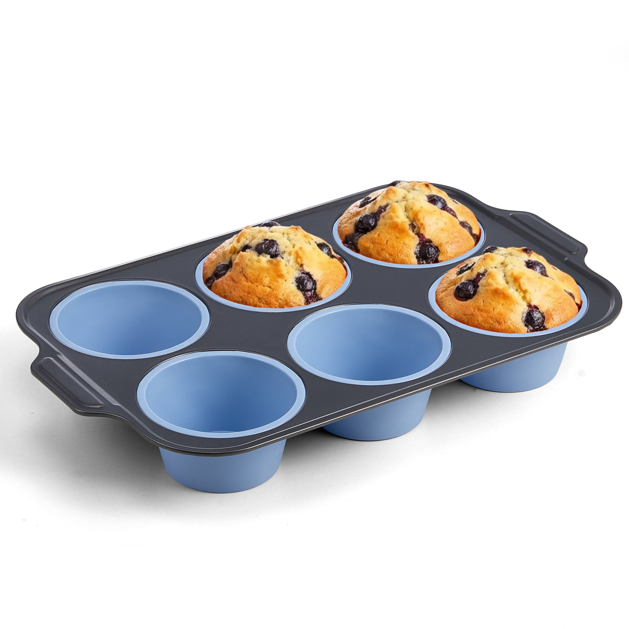 HONGBAKE Silicone Muffin Pan with Metal Frame, Jumbo 3.5 Inch Muffin ...