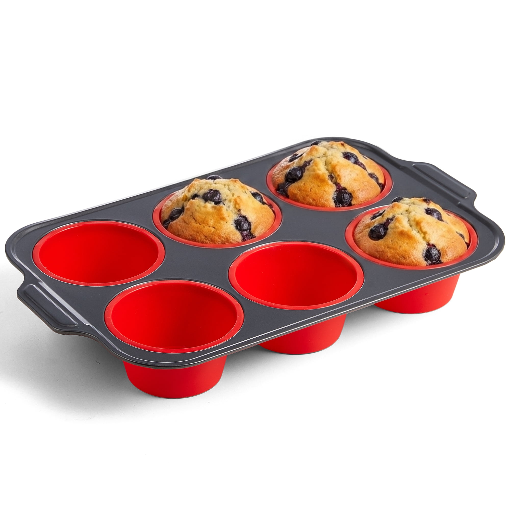 HONGBAKE Silicone Muffin Pan with Metal Frame, Jumbo 3.5 Inch Muffin ...