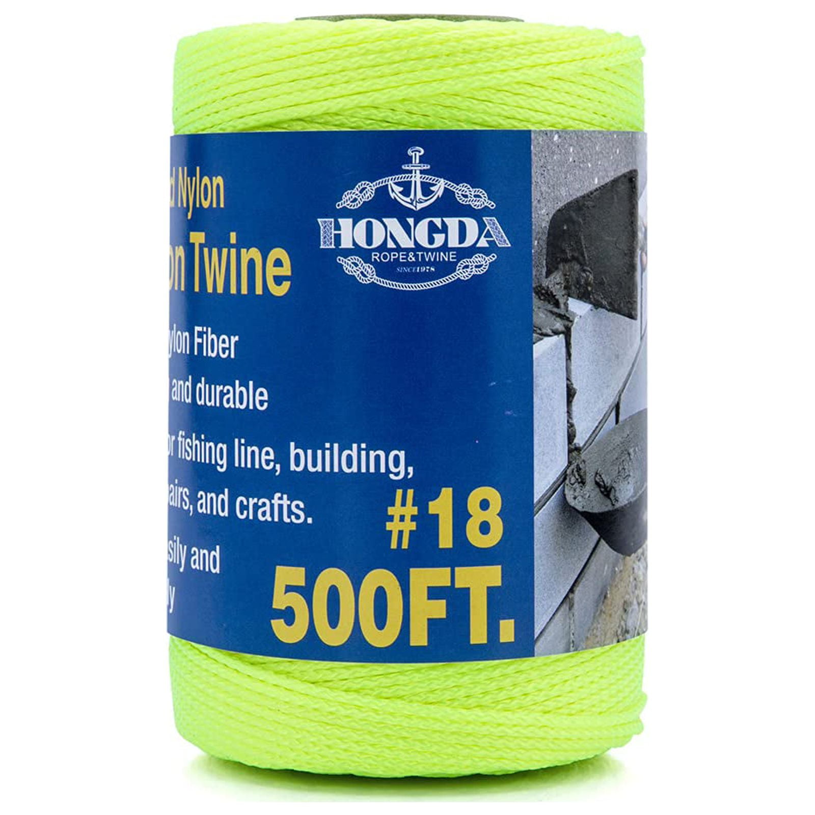 HONGDA Nylon Twine, 500 Feet #18 Braided Nylon Mason line