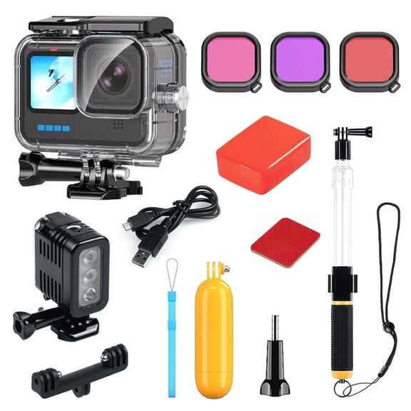 HONGDAK Rechargeable Diving Light Action Camera Accessories Kit - 450 Lumens High Power LED Video Light, Waterproof 164ft, Dimmable Underwater Fill Light for Gopro Hero 13/12/11/10/9