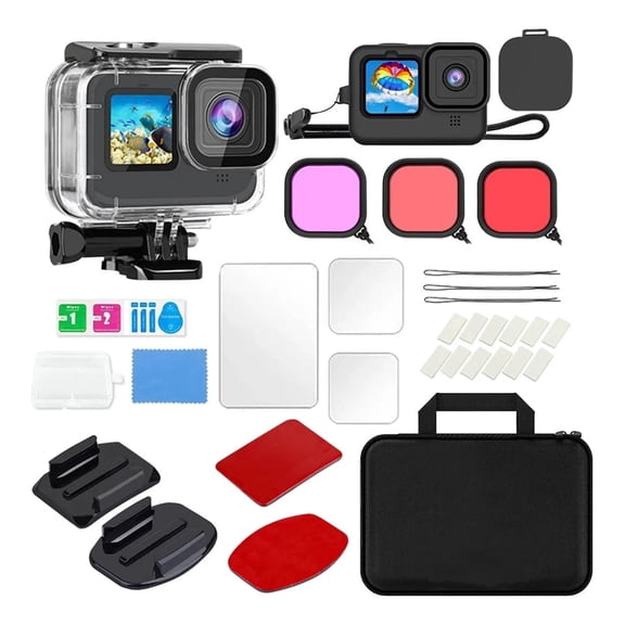 HONGDAK Set 25in1 Accessories for Gopro Hero 13/12/11/10/9, Waterproof Protective Cover Housing, Accessory Set for Gopro Hero Action Camera Accessories Kit