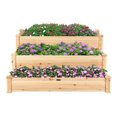 HONGDINGF 3Tier Raised Garden Bed, 49" x 49" x 22" Fir Wood Elevated