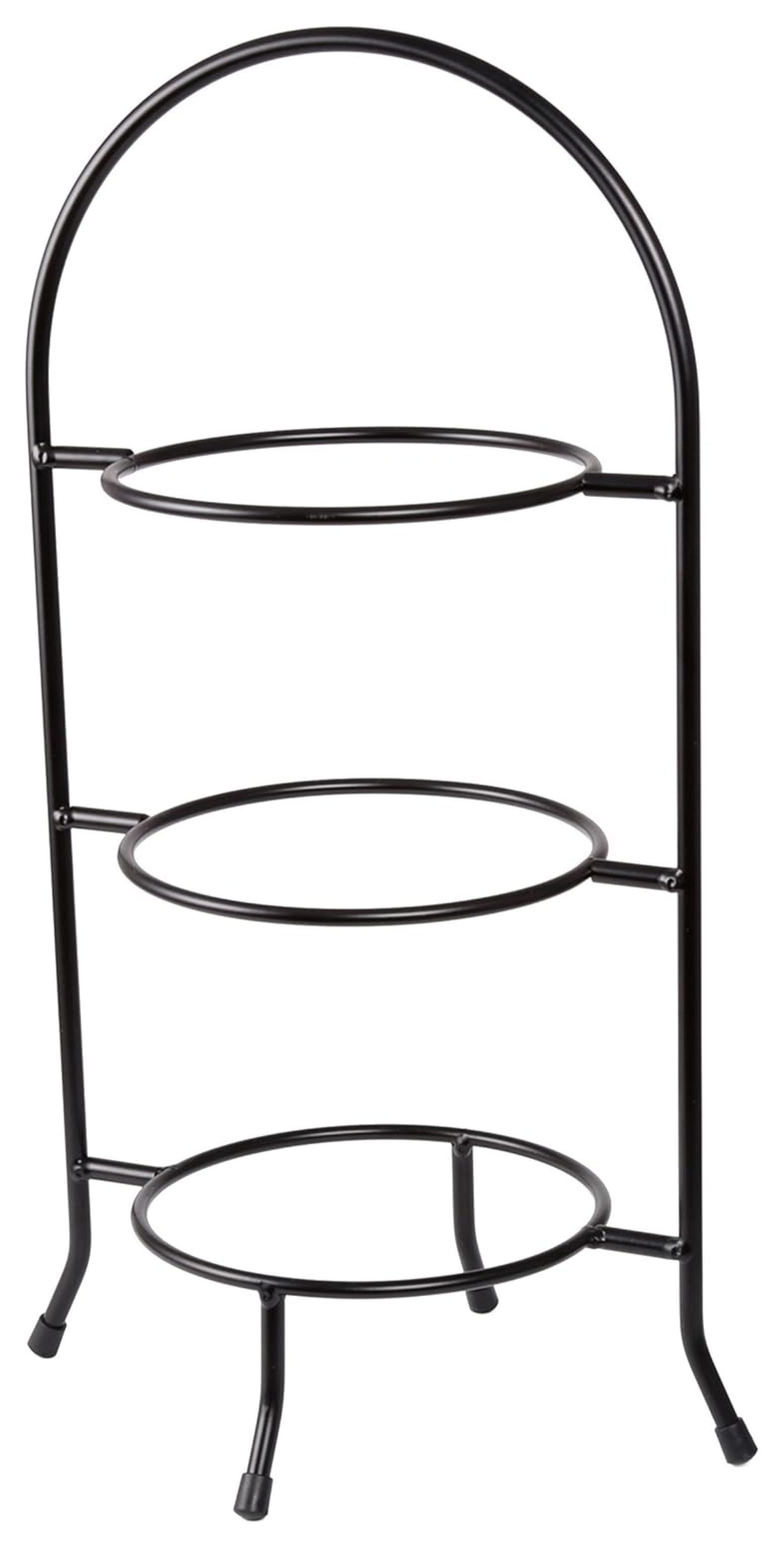 Matte Black Iron 3-Tier Round Dessert Plate Rack