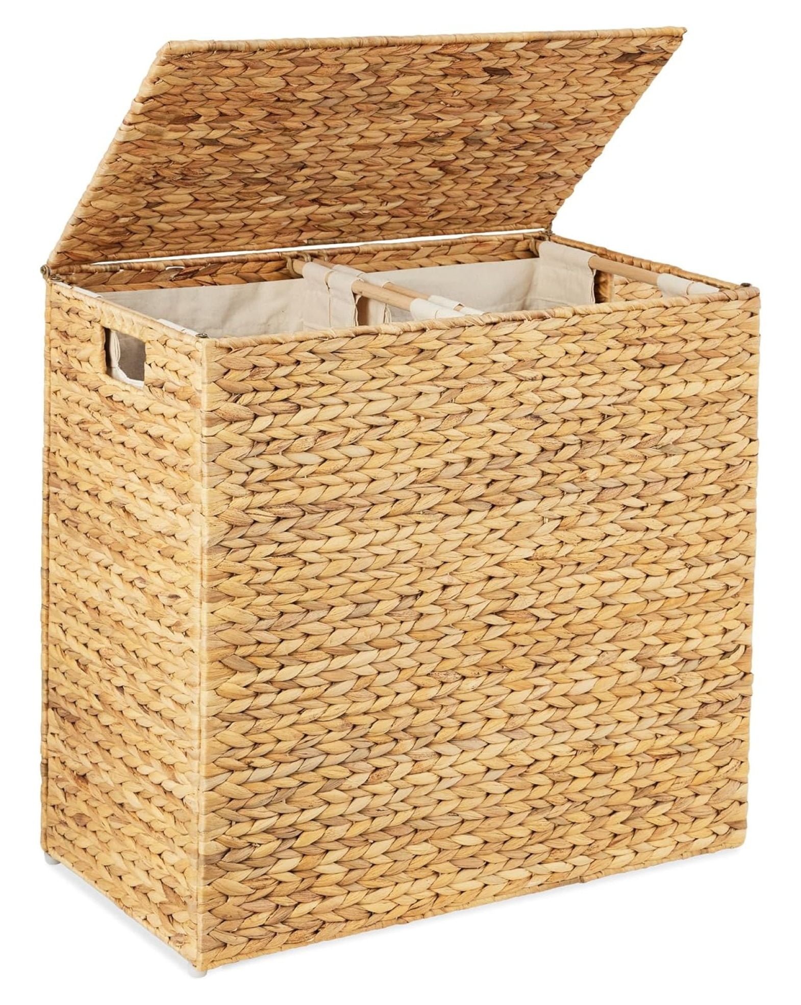 Natural Wicker Upright Hamper with Lid, 24" Tall