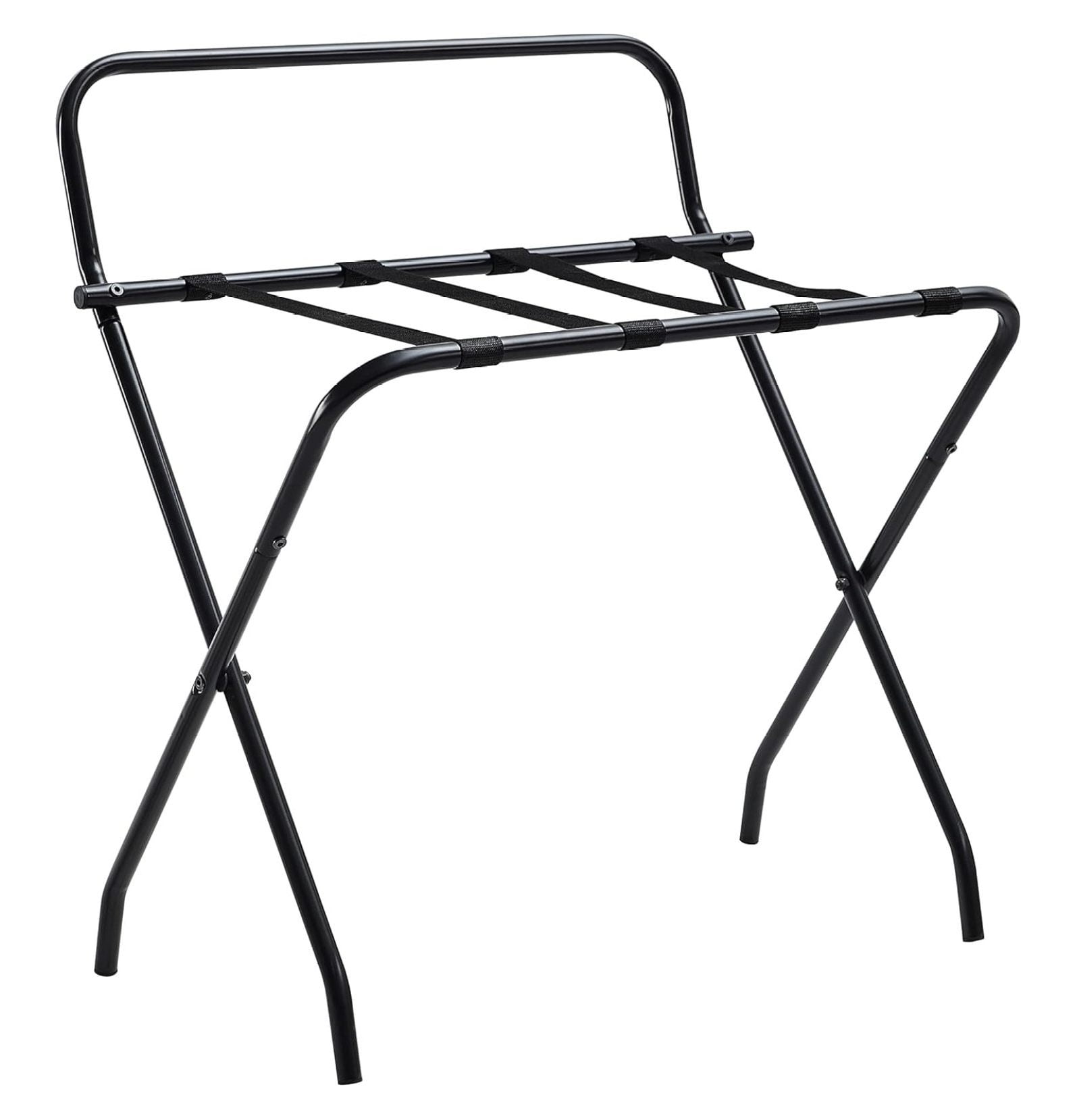 Ludlow Black Metal Folding Luggage Rack with Backrest