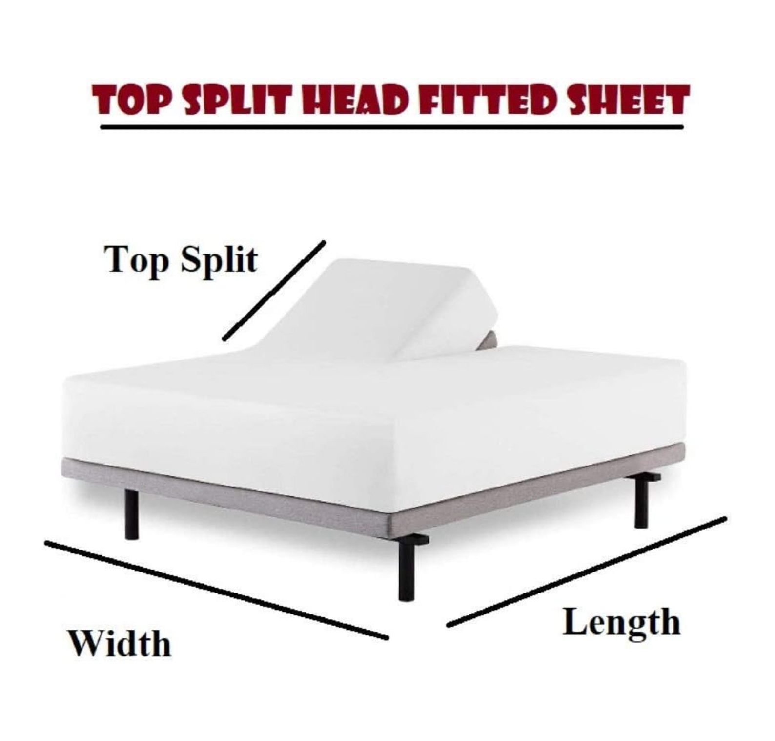 HONGDINGF Top Split King Sheets Sets for Adjustable beds, Half Split