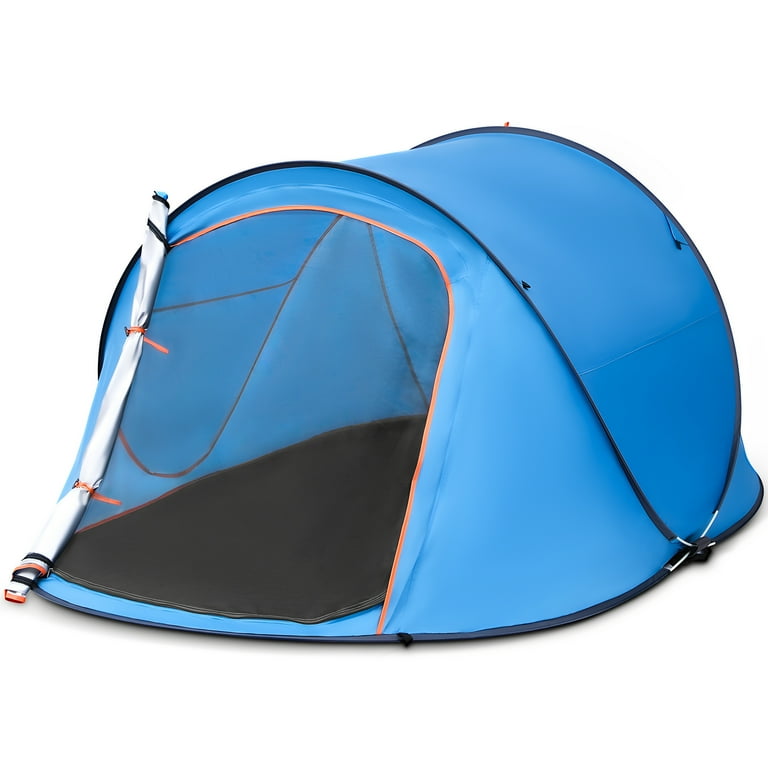 HONGGE 2 Person Instant Pop up Tent Waterproof Family Camping Tent 2 Side Windows Blue