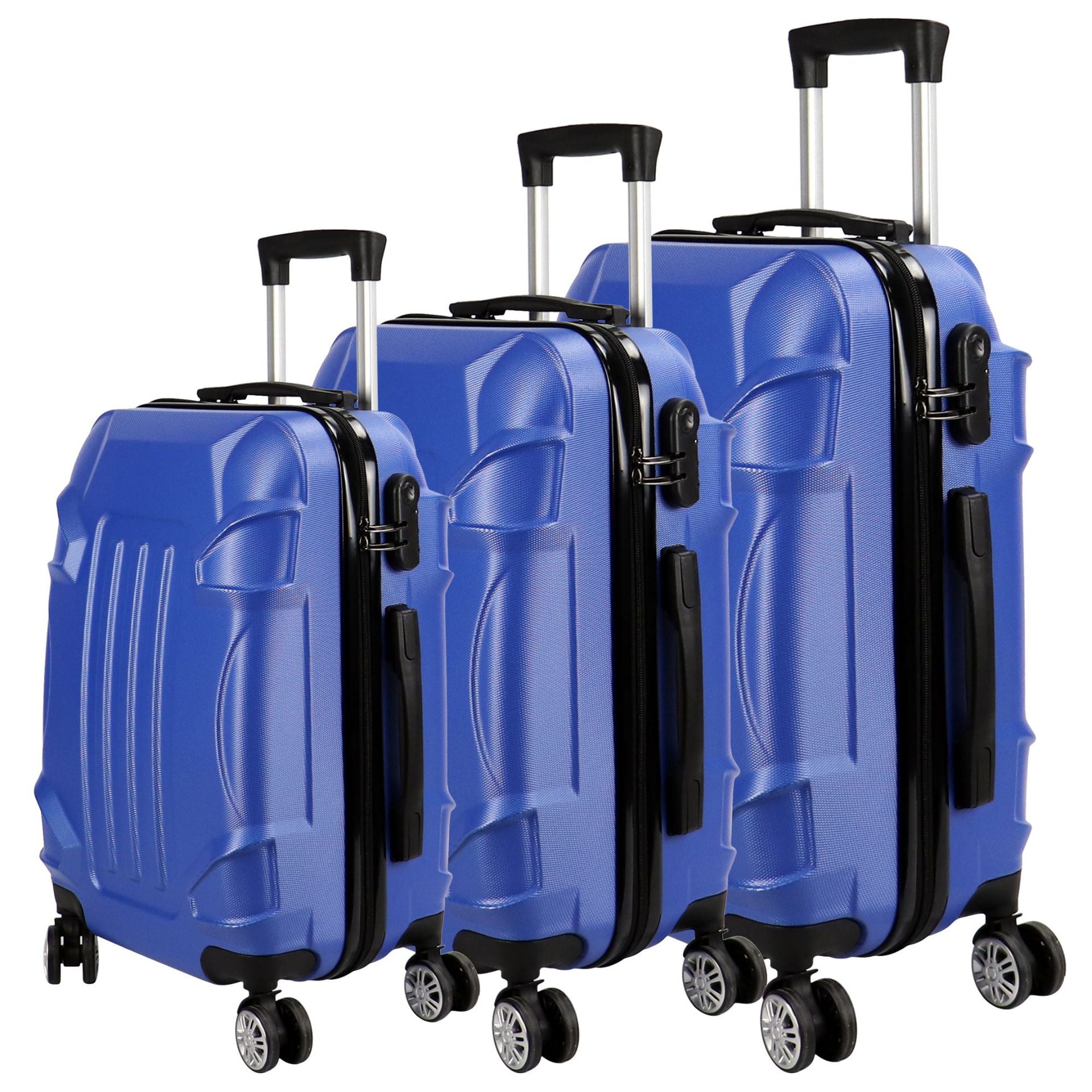 HONGGE 3 Piece Luggage Sets ABS Hard shell Suitcase Set TSA Lock, Blue