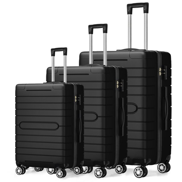 HONGGE 3 Piece Luggage Sets Hard Shell Suitcase Set with Spinner Wheels for Travel Trips