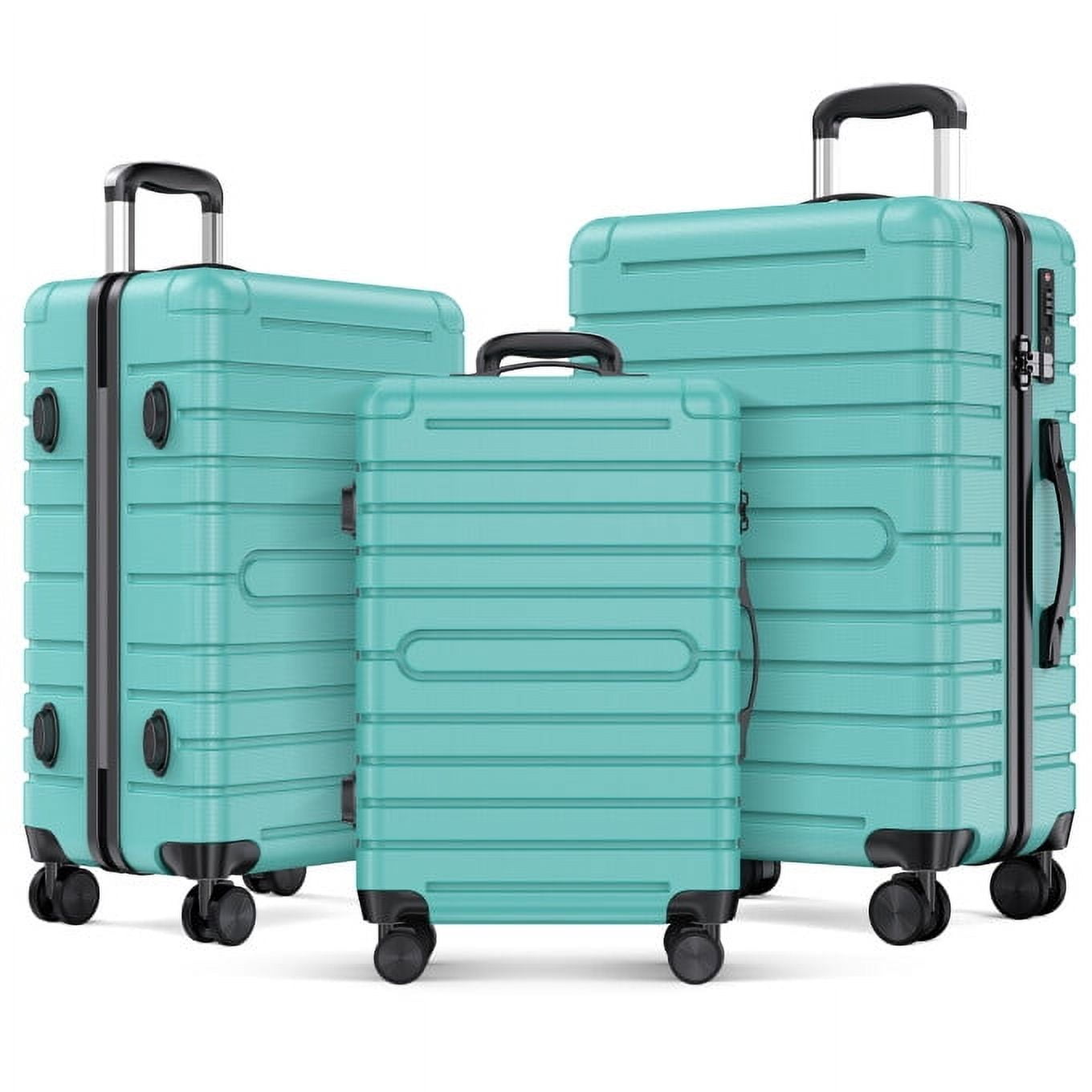 TBKLEY 3pcs Luggage Sets PC ABS Suitcase Set with TSA Lock Durable Spinner Wheels Green Walmart