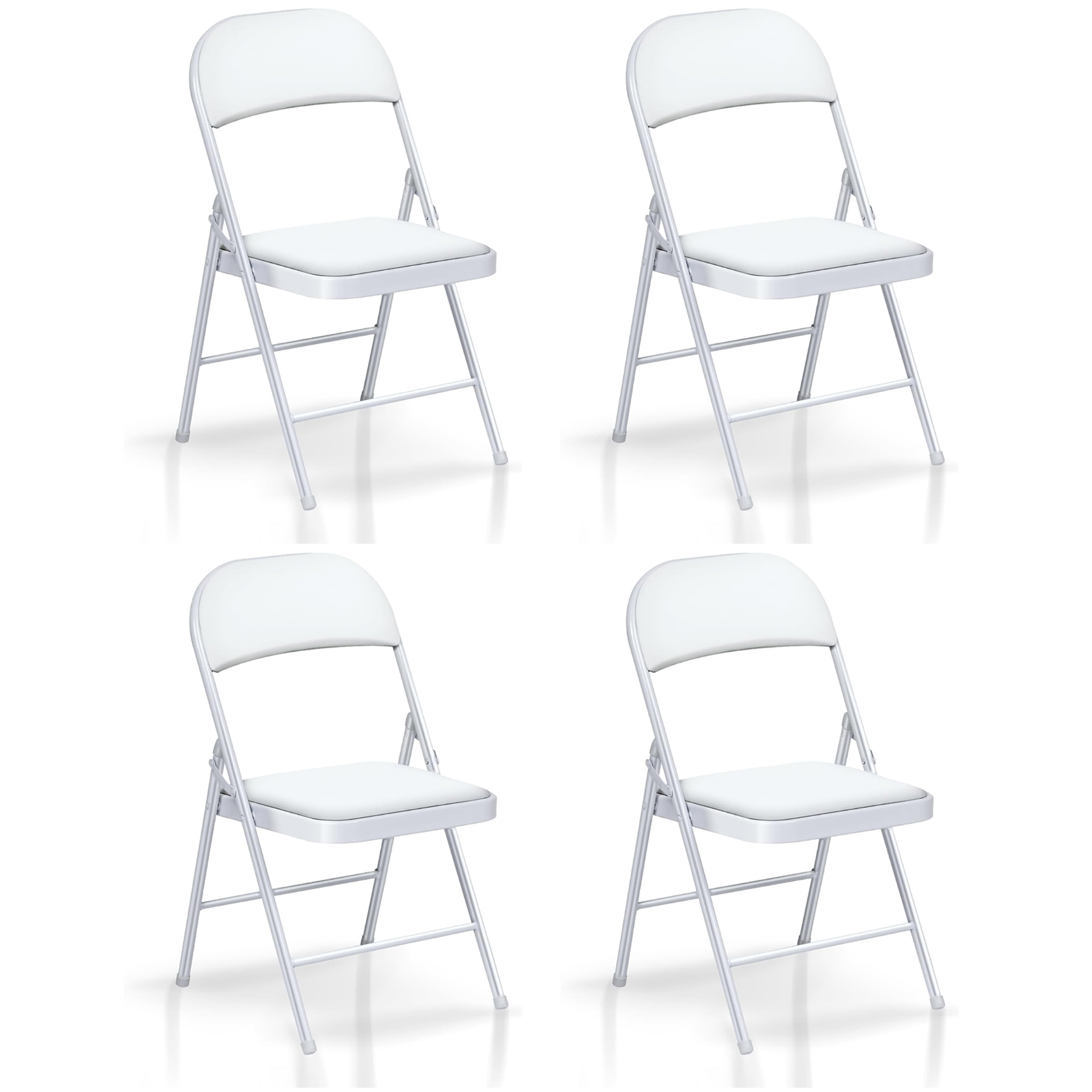 HONGGE 4 Pack Metal Fabric Padded Folding Chairs, White