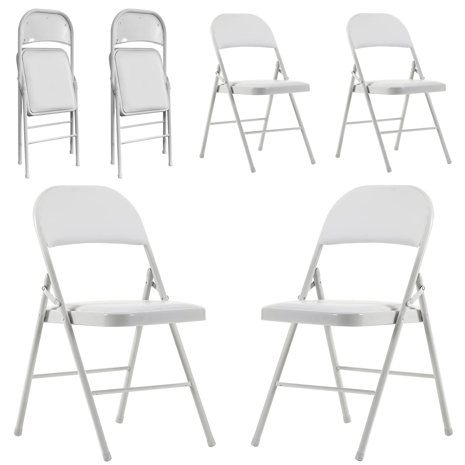 HONGGE 4 Pack Metal Fabric Padded Folding Chairs, White