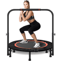 HONGGE 40" Fitness Mini Trampoline, Exercise Rebounder Foldable with Adjustable Handle Max Load 440lbs