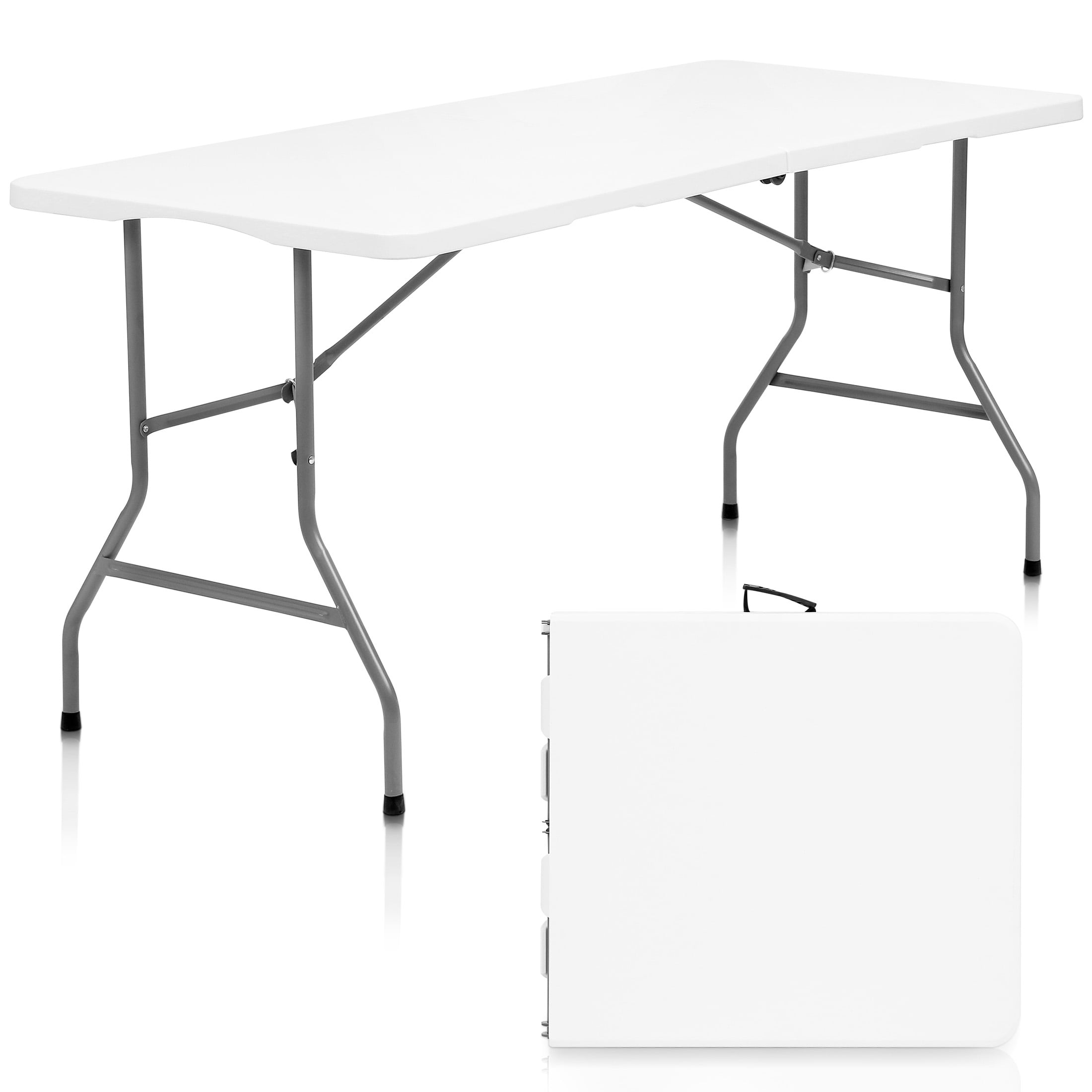 HONGGE 5 ft Folding Table Plastic Foldable Table for Indoor/Outdoor Use, Picnics, Parties, BBQs