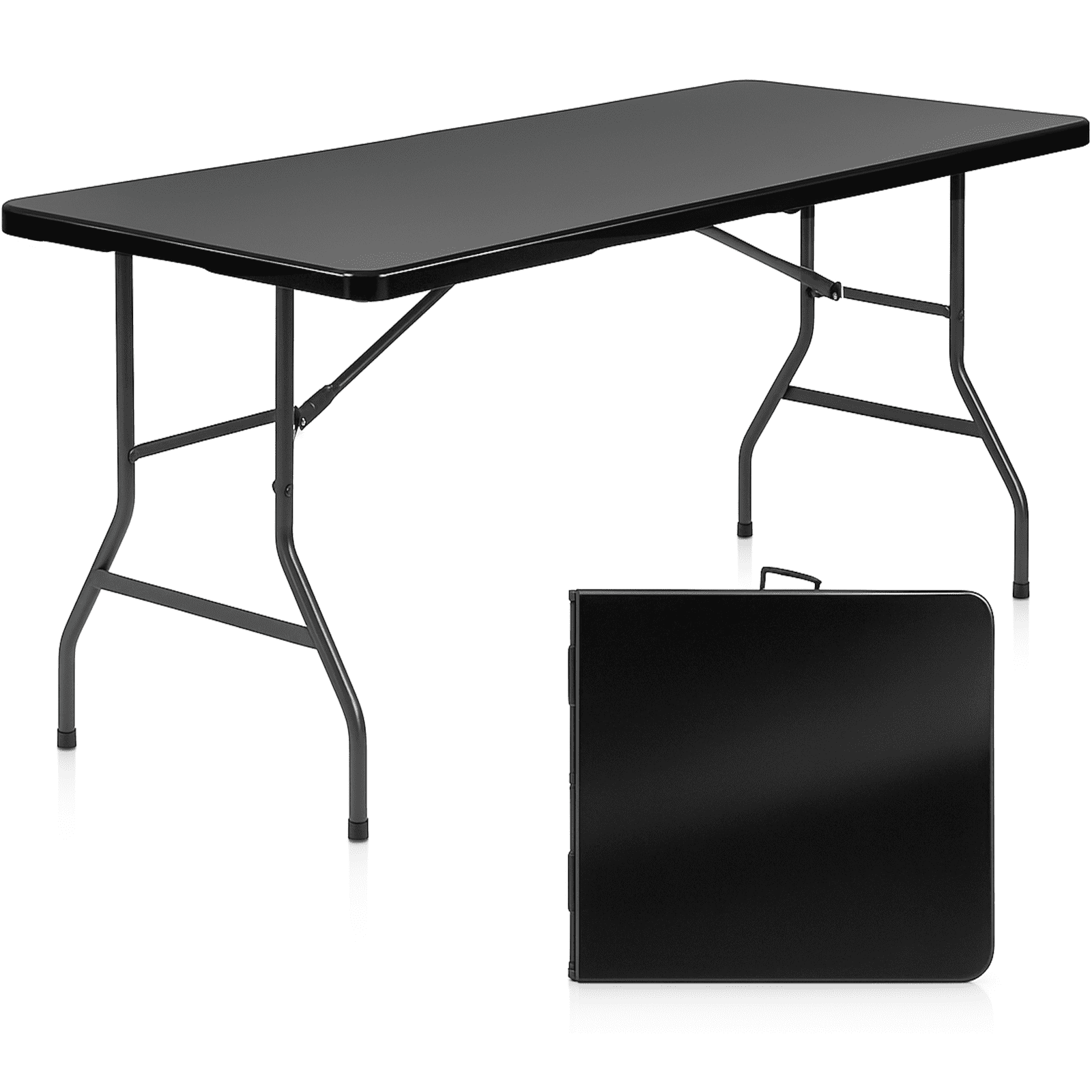 HONGGE 5 ft Folding Table with Carry Handle Plastic Foldable Table for Indoor Outdoor Use ...