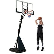 HONGGE 54-Inch Portable Basketball Hoop System with 7.5-10 Feet Height Adjustment for Kids and Adults - Perfect for Indoor and Outdoor Sports