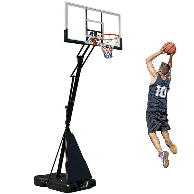 HONGGE 54in Portable Basketball Hoop with Polycarbonate Backboard