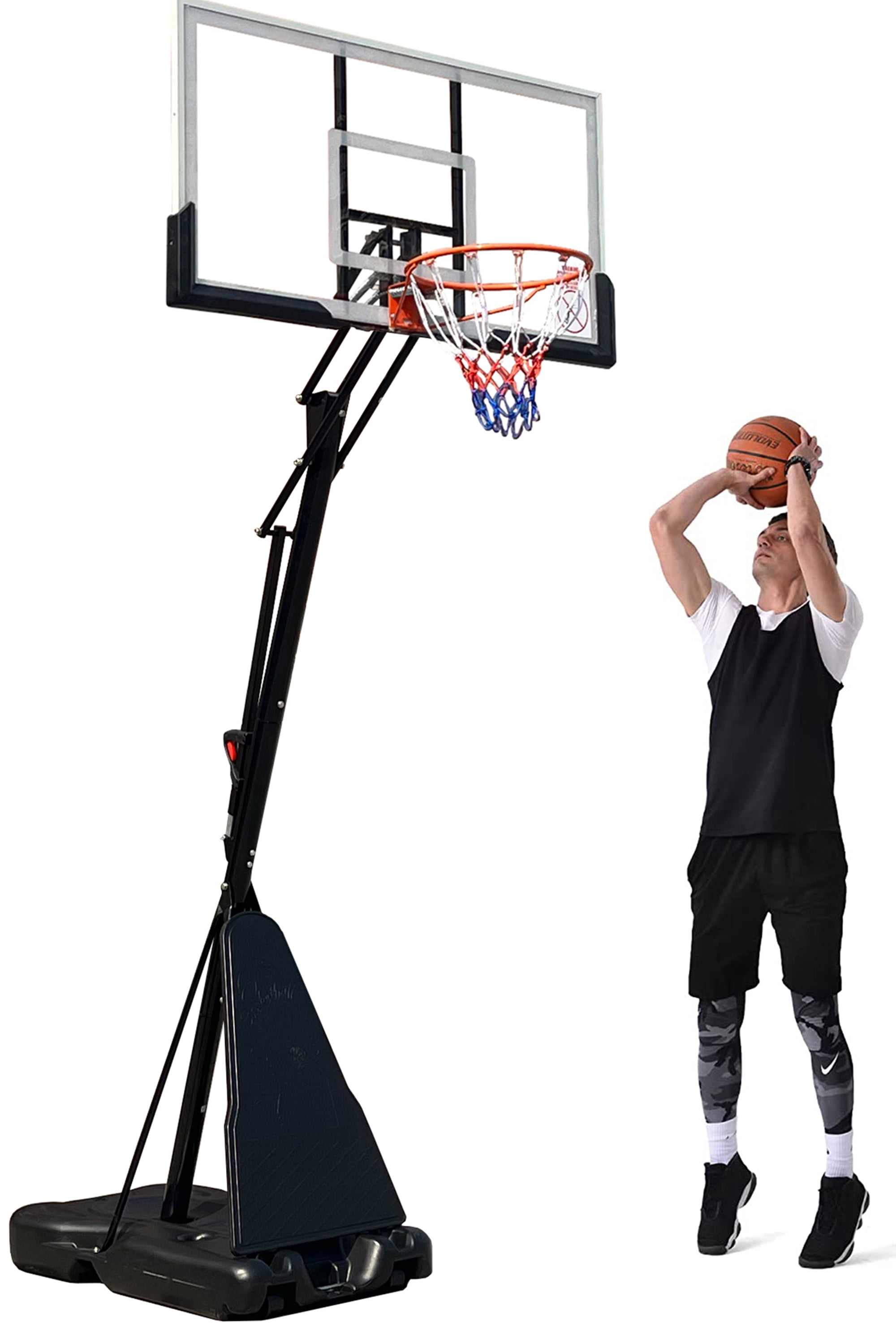 HONGGE 54in Portable Basketball Hoop with Polycarbonate Backboard