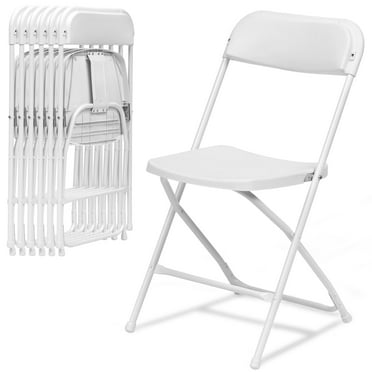 HONGGE 6 Pack White Plastic Folding Chairs 350lb Capacity Indoor Outdoor Stackable Seat